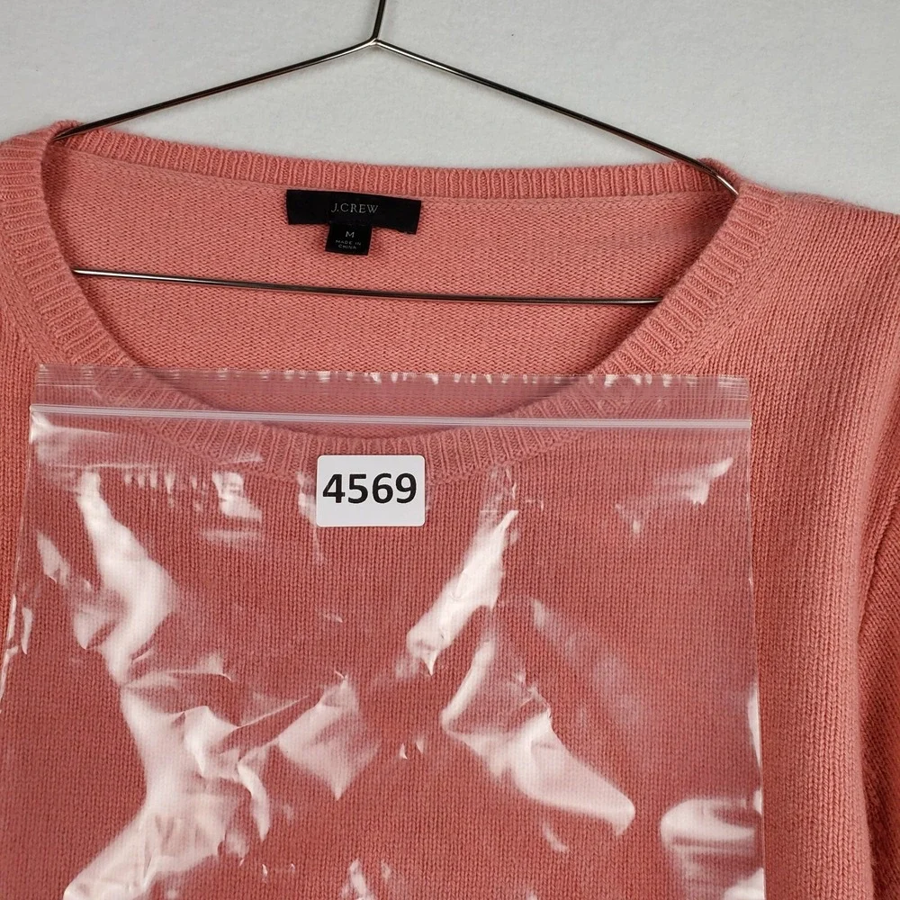 J. Crew Sweater Womens Medium Coral Wool Knit Ribbed Classic Round Neck Pullover